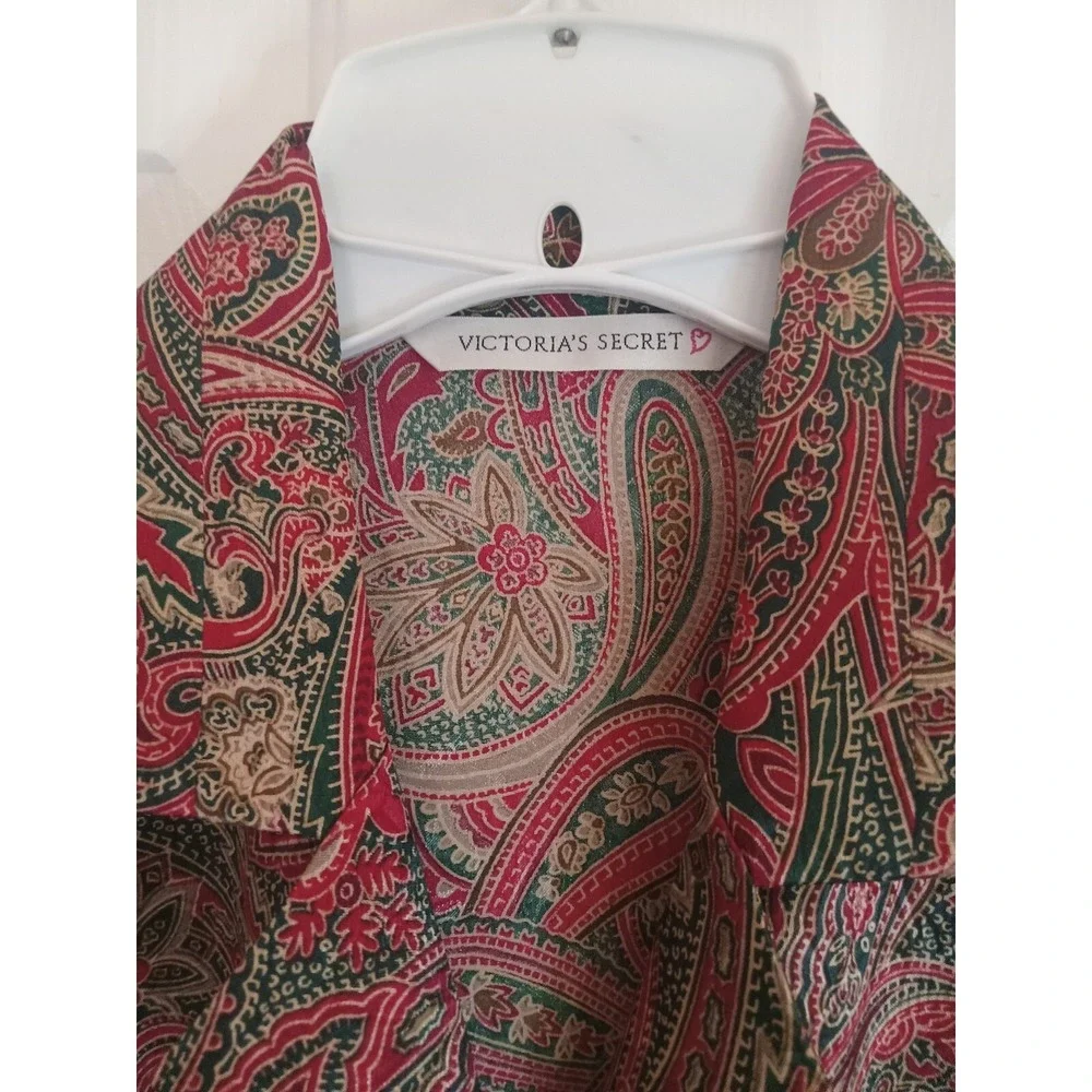 Vintage Victoria's Secret Button Down‎ Paisley Print Pajama Set Sz Med